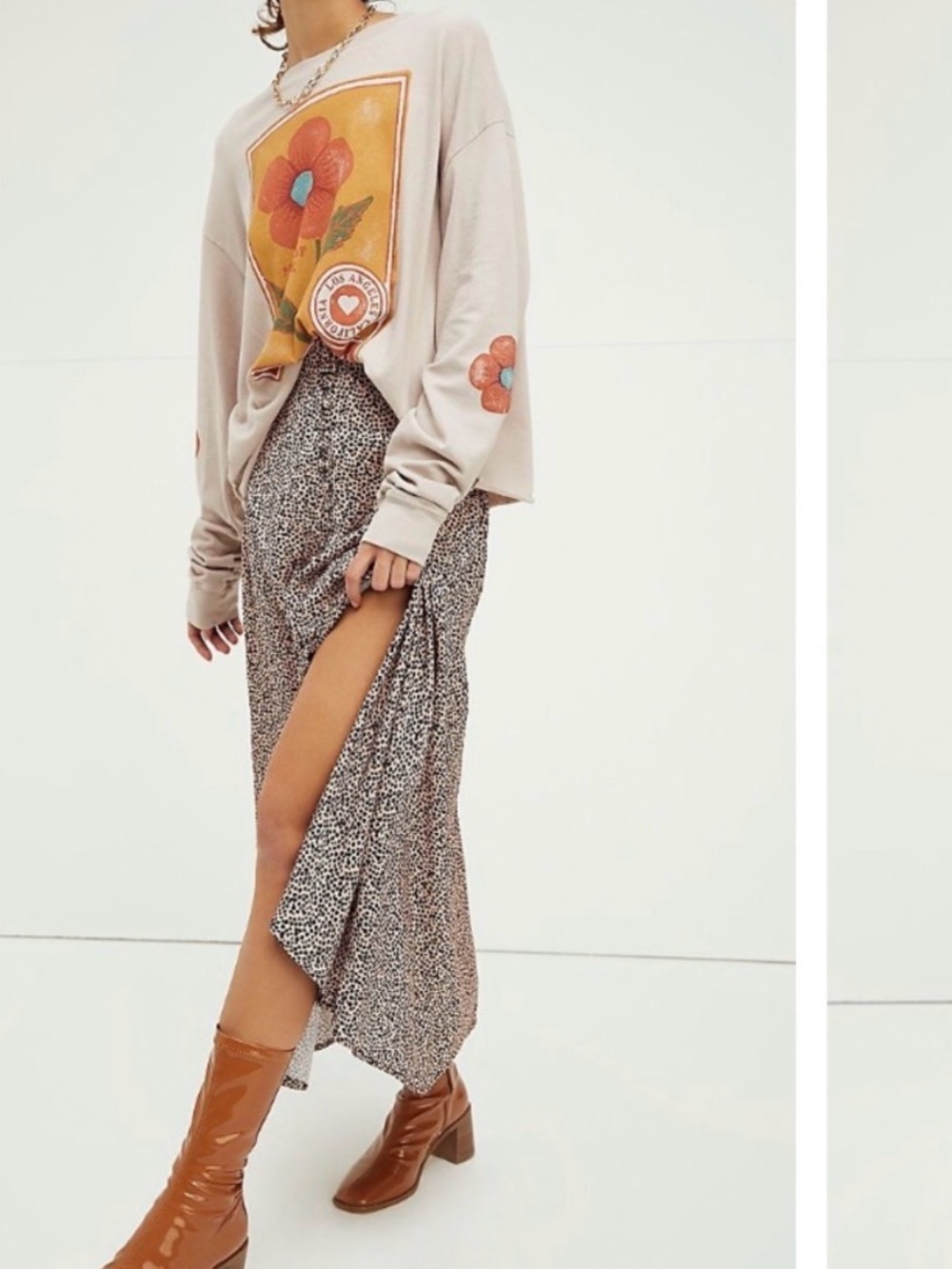Free People Cheetah Print Maxi Skirt